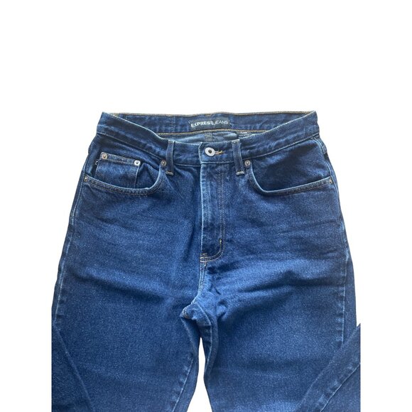 Express Jeans Womens Flare Denim Pants Dark Wash 100% Cotton Size 7/8 - Picture 2 of 7
